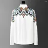 Men's Casual Shirts 20233 Autumn Luxury Retro Printed Shirt Long Sleeve Slim Fit High-quality Social Business Dress M-5XL