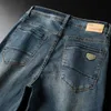 Herrmode streetwear män blå färg hip hop byxor hombre elastisk mager klassisk fotleds blixtlås jeans homme x0621 l230726