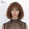 الباروكات الاصطناعية Jerry Curly Human Hair Wigs with Bangs Full Machine صنعت تسليط الضوء على العسل أشقر اللون أومبير للمرأة البرازيلية ريمي 230227