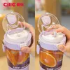 Tumblers Cille 850 ml Tritan Anti Fall och Scald Student Cute Portable Outdoor Large Capacity Double Drinking Straw Cup 230725