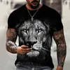 Hommes T-shirts 2023 Coton D'été T-shirt Hommes Animal Lion 3d Imprimer Mode À Manches Courtes Top Micro Élastique Sport Fitness Chemise Pour Hommes-6XL