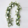 Torkade blommor 180 cm Silk White Rose Artificial Garland Babies Breath Gypsophila Decoration Wedding Centerpieces For Tables Accessories 230725