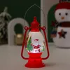 LED Christmas Tabletop Lanterns Decorative Christmas Water Lanterns with Snowman Santa Elk Figurines, Button Cell Powered Vintage Lantern Holiday Decoration