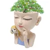 Вазы лица плантатора девушка и голова собаки Цветочная горшка для крытого открытого растения растения горшки Леди Сочная