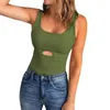 Women's Tanks Personality Solid Color U Neck Sexy Sleeveless Vest Hollow Halter