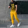 Herren-Trainingsanzüge, Sommer-T-Shirt, Set mit Ärmeln, täglicher lässiger 2-teiliger 3D-Smilin-Gesichtsdruck, modischer, cooler Streetwear-Anzug