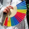 Regenboog Fan Opvouwbare Fans Diversen Art Kleurrijke Hand Held Fan Zomer Accessoire Voor Verjaardag Bruiloft Decoratie Gunst Gift TH1010