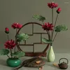 Flores decorativas, plantas artificiales de franela clásica para decoración, flor de simulación de loto, adornos para el hogar y la sala de estar, arte falso