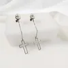 Dingle örhängen 1Pair White Pearl Hollow Cross Long Stainless Steel Charms Danger Hook Making Fashion Jewelry for Women Girls
