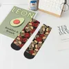 Herrensocken, Totenköpfe und Rosen, Skelett, Totenkopf, Knochen, Unisex, Winter, winddicht, Happy Street Style, Crazy Sock