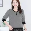 Women's Sweaters Middle-Aged Sweater Pullover Fashion Houndstooth Knitwear T-Shirt 2023 Spring Autumn Thin Knitted Jacket Tops