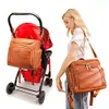 Diaper Bags 7in1 Baby Bag Solid PU Leather Mummy Maternity Large Capacity Travel Back Pack Stroller with Changing Pad 230726