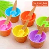 Mugs 6PCS Plastic Ice Cream Cups With Candy Color Spoons Festive Dessert Bowls Assorted Colors Cup Set Mould Container 230725