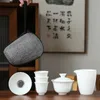 Tazze da tè Servizio in porcellana Gaiwan Mug of Ceremony Teiera Set da viaggio Kung Fu portatile cinese Tazza da tè in ceramica con filtro 230725