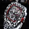 2021 Top Digite Version Skeleton Dial All Richa Fiber Pattern Case Japan Sapphire Mens Watches Rubber Designer Sport Watches237k