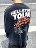 HELLSTAR American West Coast Street Graffiti Hip Hop style High Street Manches longues Heavy do old wash craft Homme Femme Unisexe Coton Tops Hommes Vintage T-shirts SMLXL