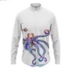 メンズカジュアルシャツ2023SPRING autunt Fashion Shirt Octopus 3Dプリント長袖ポロボタンパーソナライズされたハワイアンスタイルトップTシャツ
