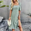 Vestidos casuais verão para roupas femininas 2023 vestido com decote quadrado temperamento elegante manga curta longo dropshiping