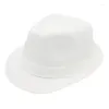 Берец танцевальный спектакль Small Fedora Hat Panama Billycock Seaside Leisure Beach Sun Simple Solid Color Trilby Cap для женщин мужчин