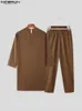 Męskie dresy, inwenter muzułmański styl skórzany kołnierz męski zestawy stały kolor sześcioczenkowy wiedelec boczny spodnie Suit 2 sztuki S-5xl 230725