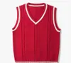 Men's Vests Sweater Vest Men Thicken V-neck Sleeveless Knitted Sweaters Striped Retro Preppy-style Simple Chic Loose Casual All-match