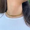 Colar gargantilha feminino ouro 8 mm em camadas com corrente cubana Miami