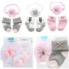 Accessoires pour cheveux Born Chaussettes Bande Ensemble Princesse Fleur Arc Dessin Animé Coton Filles Enfants Bébé Rubans Floral 95 (%) Spandex