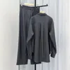 Camicette da donna Nordic TOTE Grigio Gessato Colletto a punta Silhouette di lana Camicia a maniche lunghe Sciolto 2023