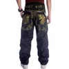 Jeans da uomo Street Dance Gambe larghe Uomini larghi Ricamo di moda Nero Pantaloni larghi in denim Pantaloni maschili Rap Hip Hop Plus Size 3046 230725
