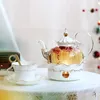 Bouteilles d'eau Théière En Céramique Avec Passoire Vintage Porcelaine Britannique Théière Et Tasse Ensemble Bougie Chauffage Verre Tasses À Café Décoration De La Maison 230726