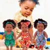 Dekorativa föremål Figurer African Doll Moverble Joint Toy Christmas Gift for Baby Girls Black Mini Söt explosiva frisyr Barn 230725