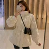 Frauen Unten Koreanische Oberbekleidung Langarm Stehen Kragen Drücken Sie Taste Solide Mode Jacke Tops Frauen Warme Streetwear Abrigo Mujer