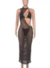 Robes Décontractées HAOYUAN 3 Pièces Bikinis Ensembles Avec Résille Mesh Sheer Cut Out Maxi Dress Cover Up Sexy Summer Outfits Pour Les Femmes Beach Vacation