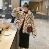 Women's Fur 2023 Autumn Winter Short Version Loose Faux Leopard Print Coat Women Plush Jacket