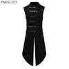 Men's Vests Men's Black Gothic Steampunk Velvet Vest Medieval Victorian Double Breasted Men Suit Vests Tail Coat Stage Cosplay Prom Costume 230725