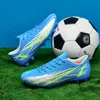 Tênis esportivo de futebol infantil tamanho grande 32-47 azul respirável antiderrapante tênis de futebol infantil macio e confortável