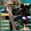 Tumblers 2 liter Motiverande vattenflaska med halm dryck stor kapacitet fitness kannor bärbar resesportplast kopp 230725