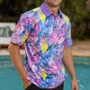 Herenpolo's 3d bloemen poloshirt bedrukte shirts casual korte mouw mesh blouse zomerkleding oversized tees ademende tops