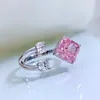 Cluster Rings 2023 925 Silver 7 Redden Pink Diamond Diamond Open Cring Fashionable и Wersatile для женщин в Европе Америка