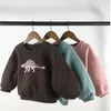 Jackets hoodies höst barn hoodies coola dinosauri plus fleece barn pullover bekväm tröja 230821