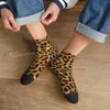 Herrstrumpor guld glitter leopard tryck unisex vinter springa lycklig gata stil galen socka