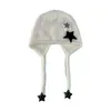 Beanie/Skull Caps Y2k In Hat Cute Imitation Mink Hat Women Ear Protector Star Decorate Lacing Strap Warm Trend Sweet Winter White Beanie Cap 230725