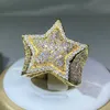 Wedding Rings 925 Silver Classic Yellow Gold Five Star Zircon Ring For Women Men Big Ring Party Birthday Jewelry Gift 230725