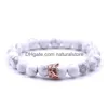 Cristal Perlé Couronne Pierre Naturelle Brins Bracelet Lave Rock Blanc Howlite Diamant Bracelets Bijoux De Mode Pour Femmes Hommes Will Et S Dhgw6