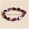 Beaded Natural Crystal Gravel Chip Stone Bracelet Semi-Precious Irregar Amethyst Beads For Women Friendship Drop Delivery Jewelry Brac Dhjsx