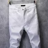 Erkekler Sıska Katı Beyaz Erkek Kot Marka Marka Streç Erkekler Fashioins Denim Pantolon Günlük Yong Erkek Öğrenciler Pantolon Boyutu 42 210318 L230726