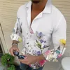 Camisas casuais masculinas finas florais camisa de manga comprida luxo baile de formatura roupas de flores XS8XL 230726