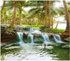 Bakgrunder Anpassade PO 3D Bakgrund Coconut Tree Forest Water Waterfall Scenery Home Decor Wall Murals For Living Room