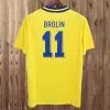 1994 Sverige Larsson Mens Soccer Jerseys National Team Retro Dahlin Brolin Ingesson Home Yellow Away White Adult