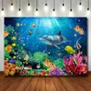 Background Material Underwater World Dolphin Coral Seagrass Aquarium Theme Photography Background Children's Birthday Party Decoration Background X0725